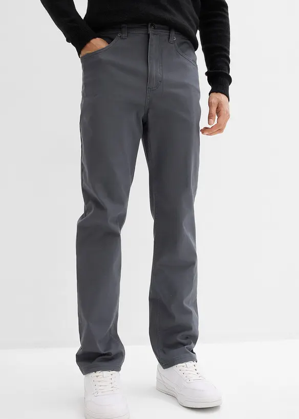 Classic Fit Stretch-Hose mit Dehnbund, Straight in grau von vorne - bonprix