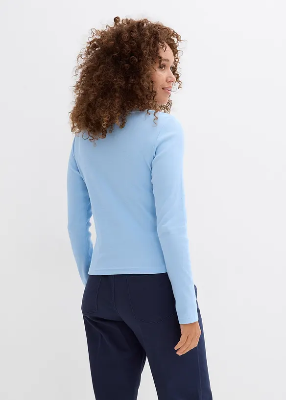 2-in-1-Shirt aus reiner Baumwolle in blau von hinten (im Anschnitt) - bonprix