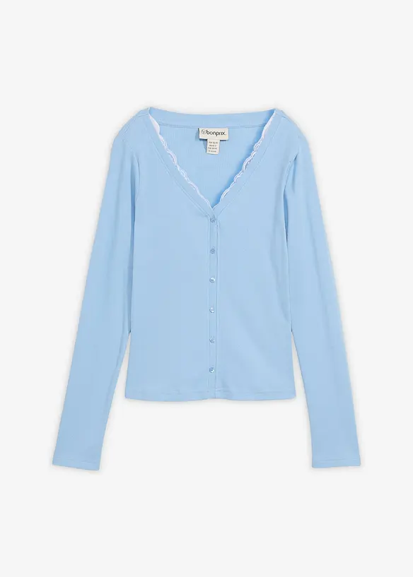 2-in-1-Shirt aus reiner Baumwolle in blau von vorne - bonprix