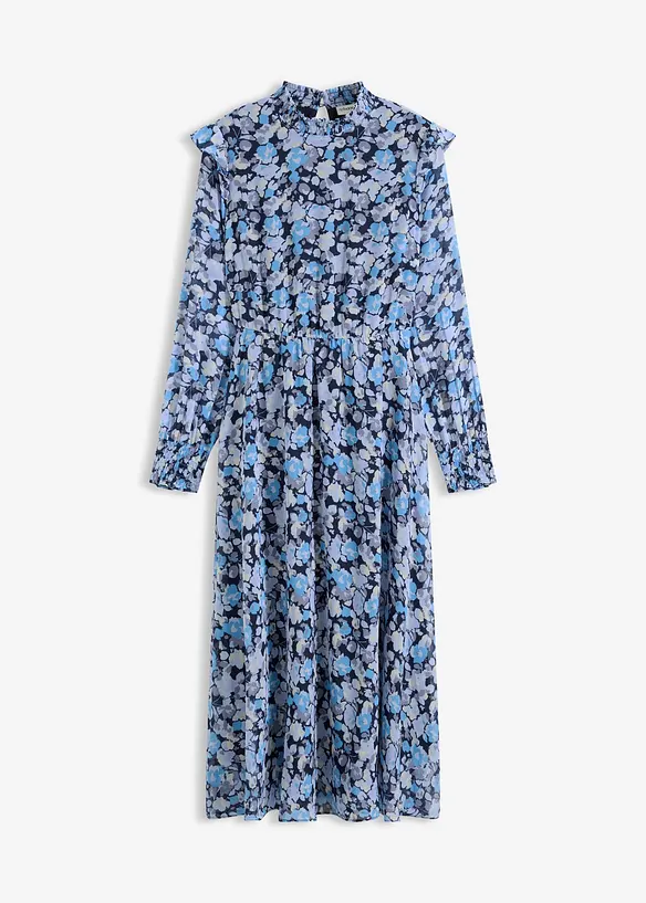Chiffonkleid mit Stehkragen in blau von vorne - bonprix
