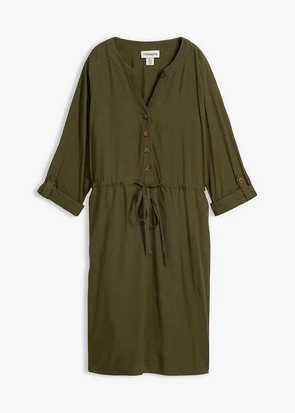 Blusenkleid aus softer Viskose in grün von vorne - bonprix