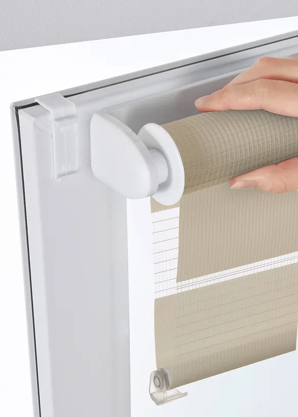 Doppelrollo in schmalen Breiten in beige - bonprix