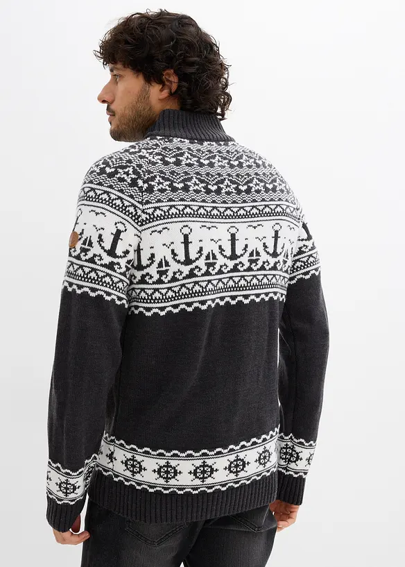 Norweger-Troyer in Regular Fit in grau von hinten (im Anschnitt) - bonprix