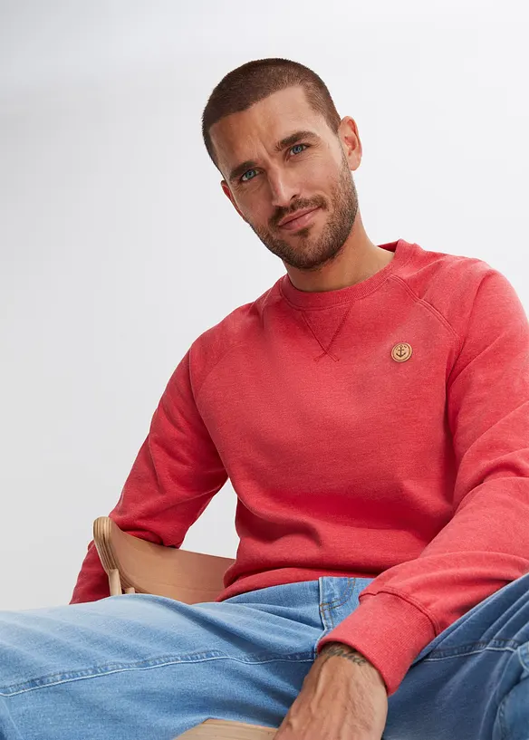 Sweatshirt aus weichem Baumwoll-Mix (2er Pack) in blau von vorne (im Anschnitt) - bonprix