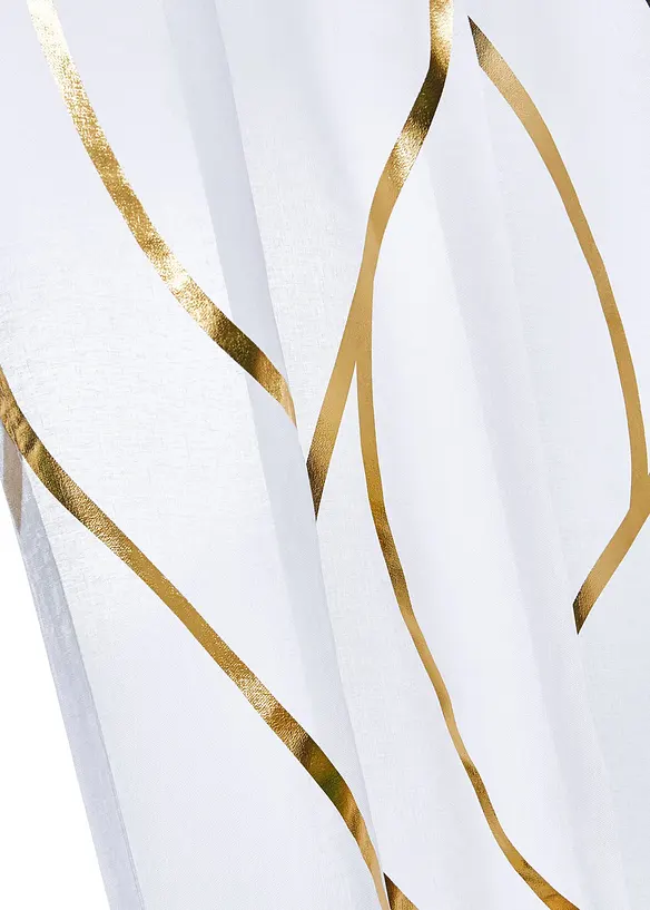 Transparente Gardine mit feiner Struktur, auch in extra lang (1er Pack) in gold (Detailaufnahme) - bonprix