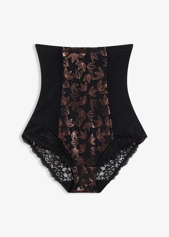 Strong Highwaist Shape Slip mit schimmerndem Druck in schwarz von vorne - bonprix