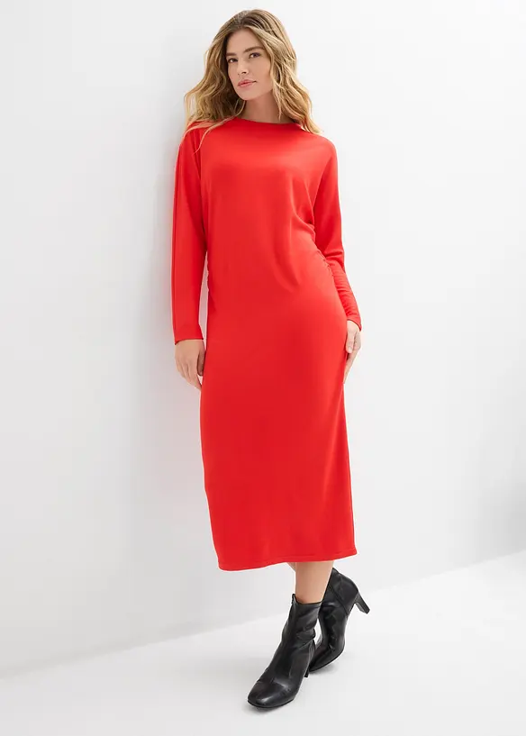 Midikleid aus bequemen Punto di Roma in rot von vorne (Totalaufnahme) - bonprix