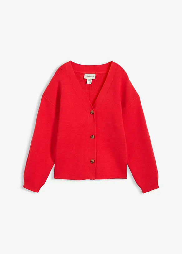 Strickjacke aus Baumwoll-Mix in rot von vorne - bonprix