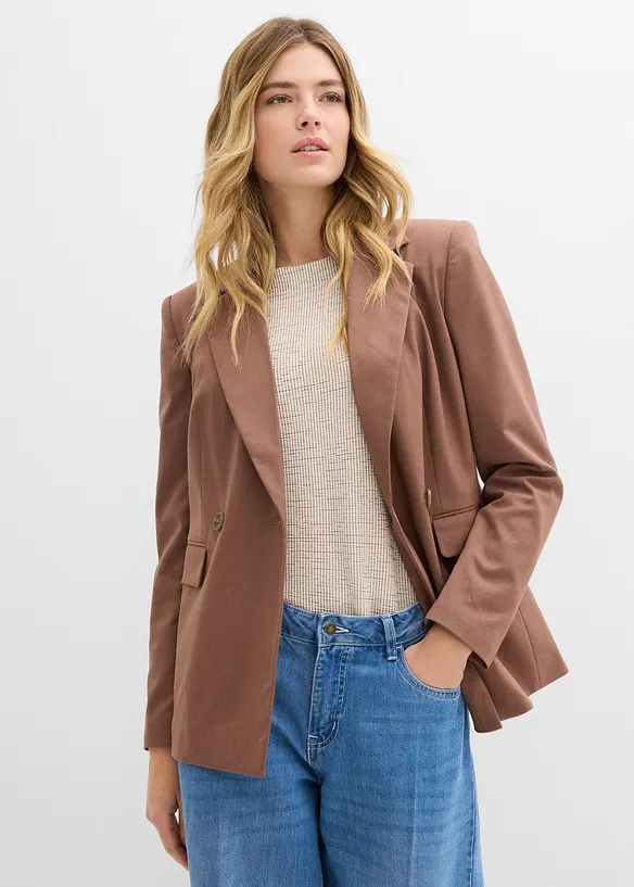 Blazer mit leichten Schulterpolstern in braun von vorne (im Anschnitt) - bonprix