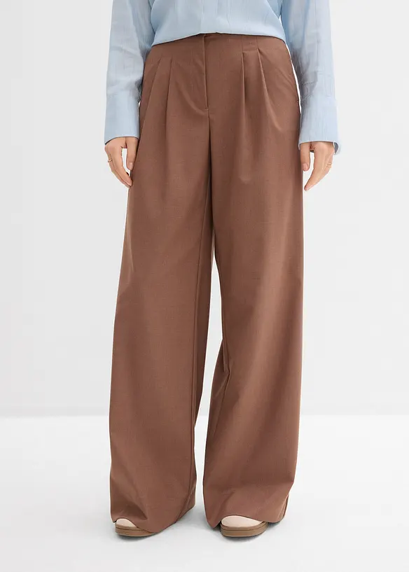 Bundfaltenhose mit Bequembund in braun von vorne - bonprix Bundfaltenhose mit Bequembund in braun von vorne - bonprix