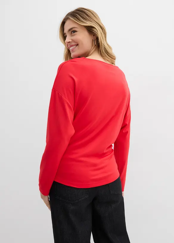 Langarmshirt aus bequemen Punto di Roma in rot von hinten (im Anschnitt) - bonprix Langarmshirt aus bequemen Punto di Roma in rot von hinten (im Anschnitt) - bonprix