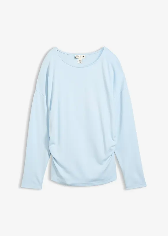 Langarmshirt aus bequemen Punto di Roma in blau von vorne - bonprix Langarmshirt aus bequemen Punto di Roma in blau von vorne - bonprix