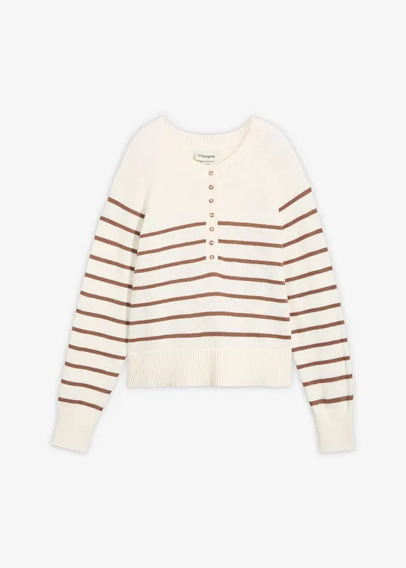 Pullover aus reiner Baumwolle in weiß von vorne - bonprix