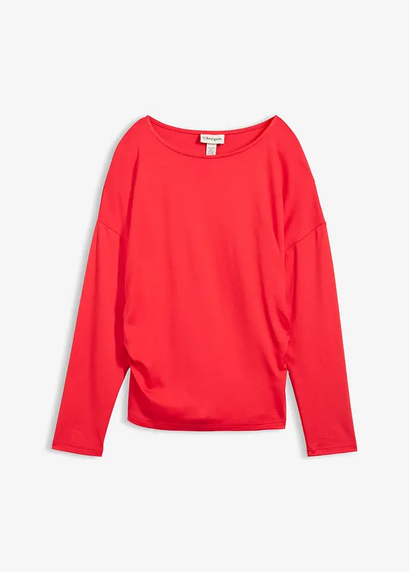 Langarmshirt aus bequemen Punto di Roma in rot von vorne - bonprix Langarmshirt aus bequemen Punto di Roma in rot von vorne - bonprix