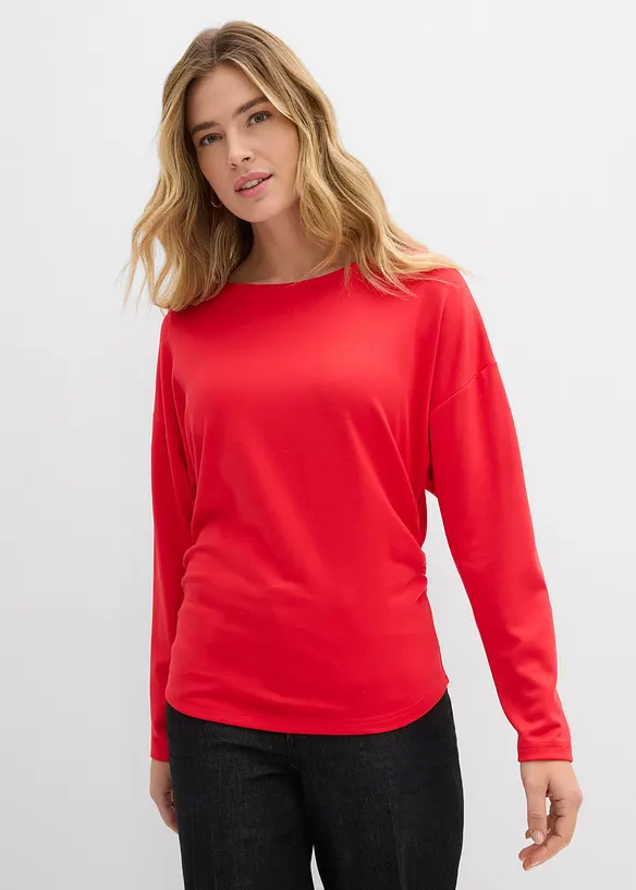 Langarmshirt aus bequemen Punto di Roma in rot von vorne (im Anschnitt) - bonprix Langarmshirt aus bequemen Punto di Roma in rot von vorne (im Anschnitt) - bonprix
