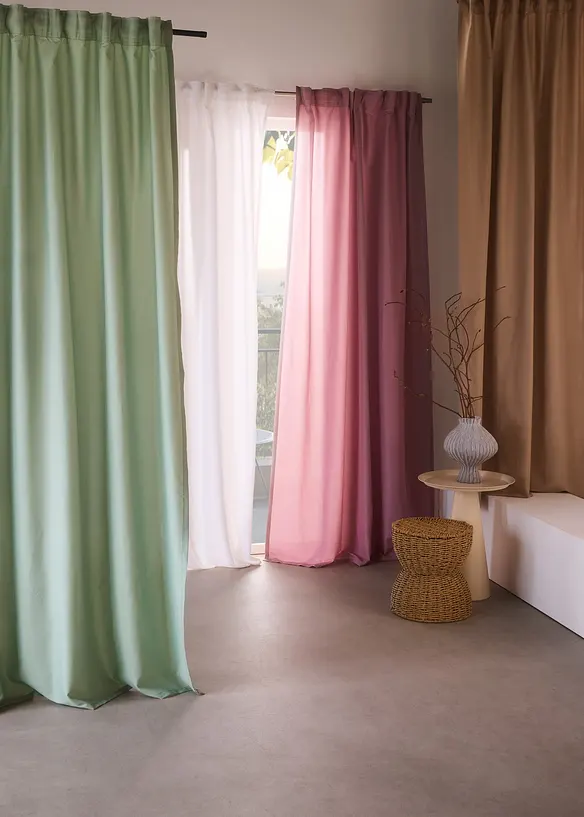 Blickdichter Vorhang aus Microfaser (2er Pack) in rosa (Ambiente) - bonprix