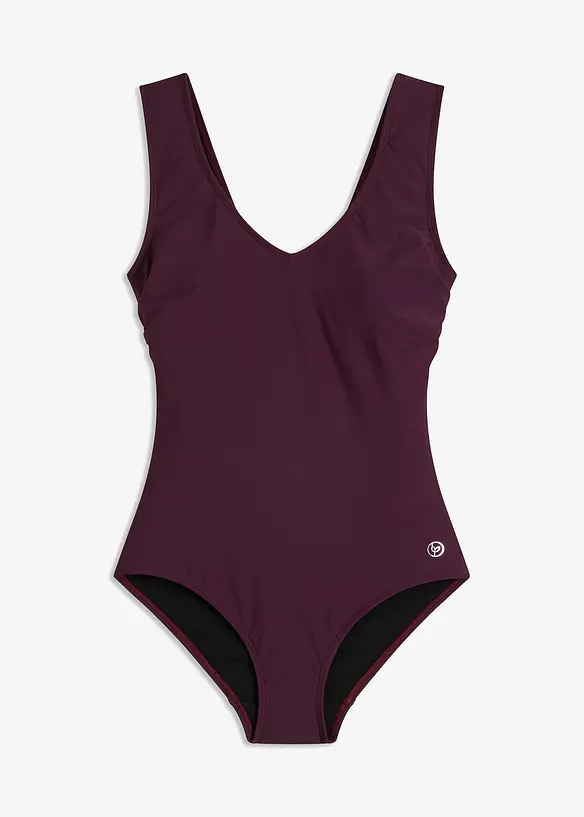 Medium Shape-Badeanzug mit V-Ausschnitt in lila von vorne - bonprix