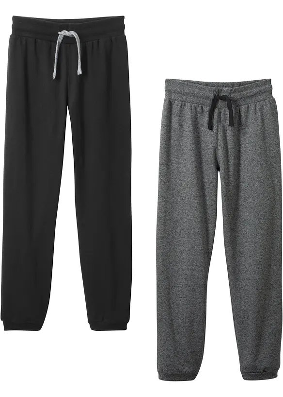 Jogginghose mit Baumwolle (2er Pack) in schwarz - bonprix