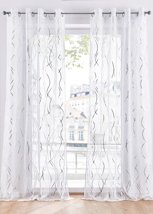 Transparente Gardine aus feinem Voile (1er Pack) in weiß - bonprix