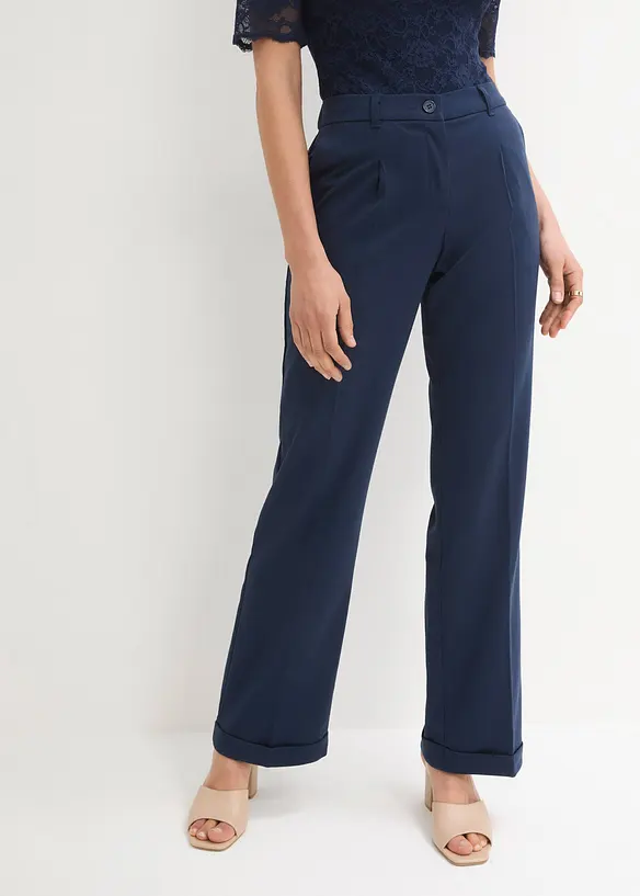 Bundfaltenhose in blau von vorne - bonprix