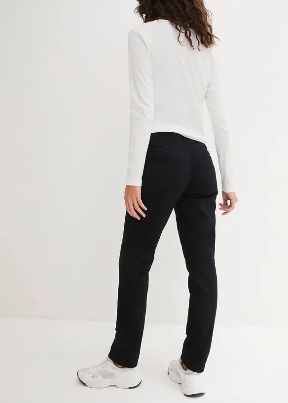 Chinohose aus elatischem Baumwoll-Mix in schwarz von hinten - bonprix