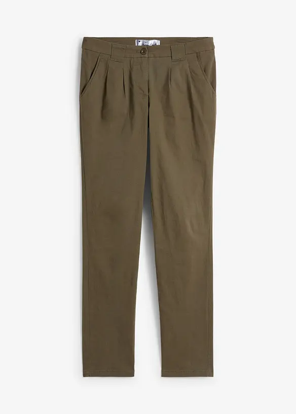 Chinohose aus elatischem Baumwoll-Mix in grün von vorne - bonprix