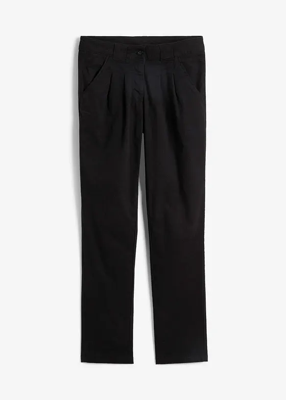 Chinohose aus elatischem Baumwoll-Mix in schwarz von vorne - bonprix