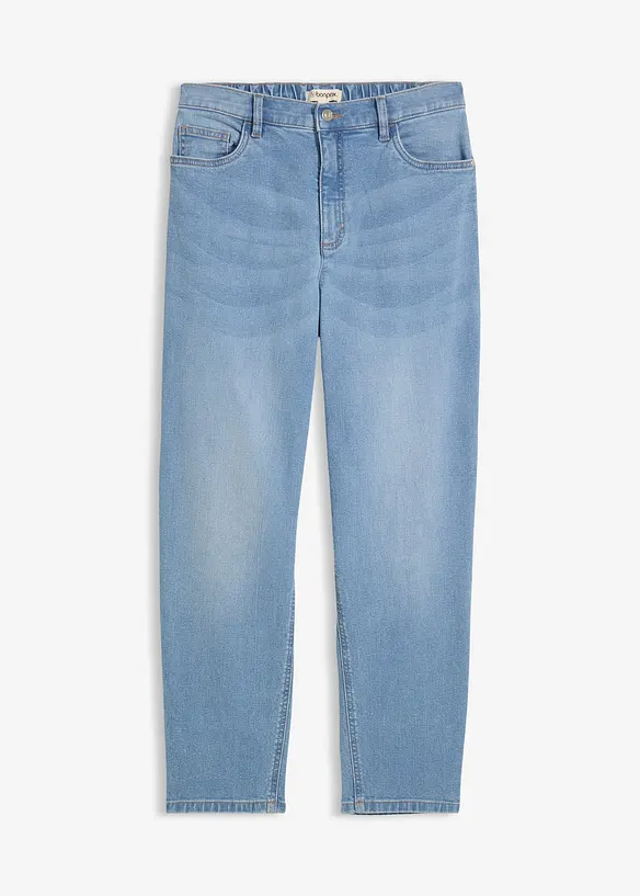 Mom-Jeans High Waist, cropped in blau von vorne - bonprix