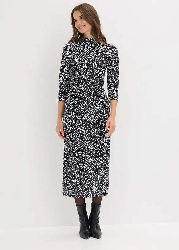 Jerseykleid in schwarz von vorne (Totalaufnahme) - bonprix