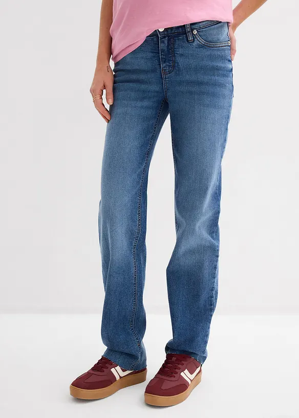 2-in-1 Jeans für die Schwangerschaft und danach, anpassbare Länge in blau von vorne - bonprix