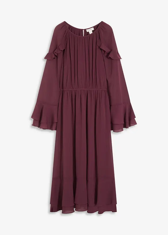 Chiffonkleid mit Volants in rot von vorne - bonprix Chiffonkleid mit Volants in rot von vorne - bonprix