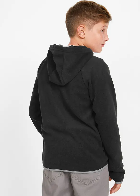 Fleecejacke mit Kontrastdetails in schwarz von hinten (im Anschnitt) - bonprix