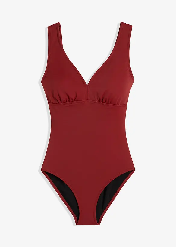 Medium Shape-Badeanzug mit V-Ausschnitt in rot von vorne - bonprix