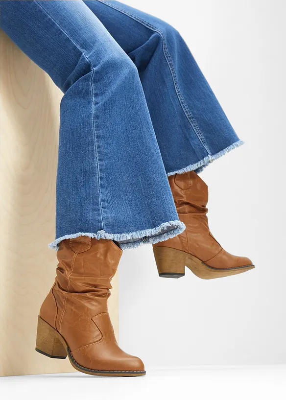 Cowboy-Boots mit Raffung in braun - bonprix