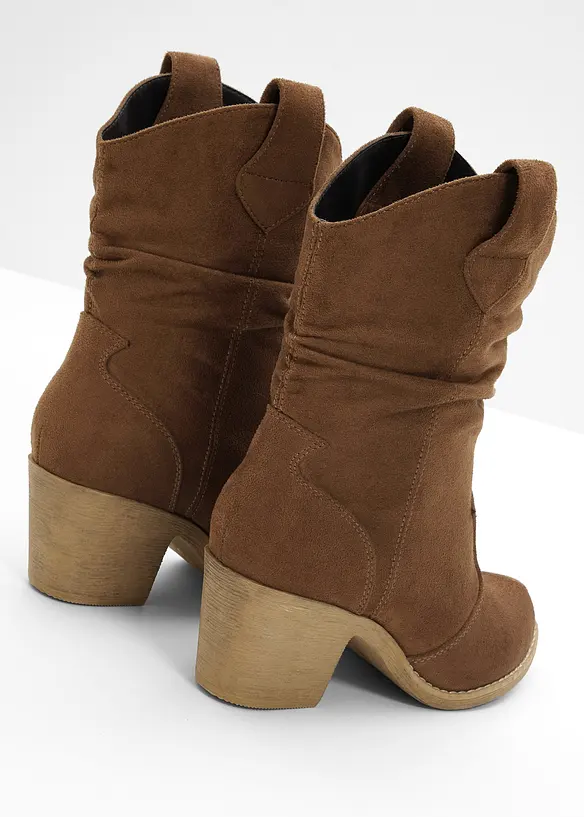 Cowboy-Boots mit Raffung in braun - bonprix