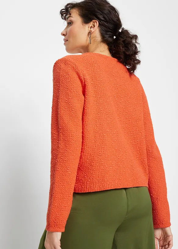 Bouclé Strickjacke in orange von hinten (im Anschnitt) - bonprix Bouclé Strickjacke in orange von hinten (im Anschnitt) - bonprix