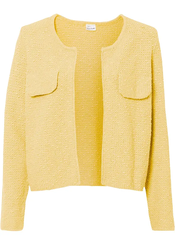 Bouclé Strickjacke in gelb von vorne - bonprix Bouclé Strickjacke in gelb von vorne - bonprix