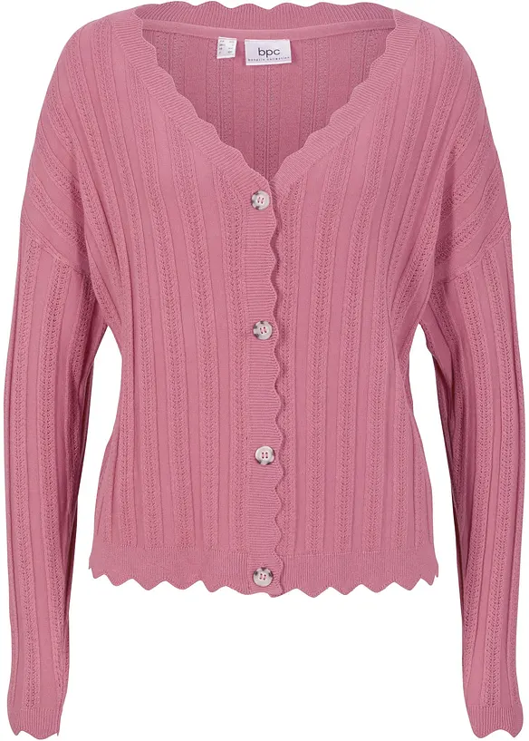 Kurze Ajour-Strickjacke in beige von vorne - bonprix Kurze Ajour-Strickjacke in beige von vorne - bonprix