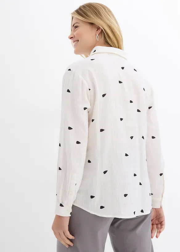 Musselin-Bluse aus reiner Baumwolle in weiß von hinten (im Anschnitt) - bonprix Musselin-Bluse aus reiner Baumwolle in weiß von hinten (im Anschnitt) - bonprix