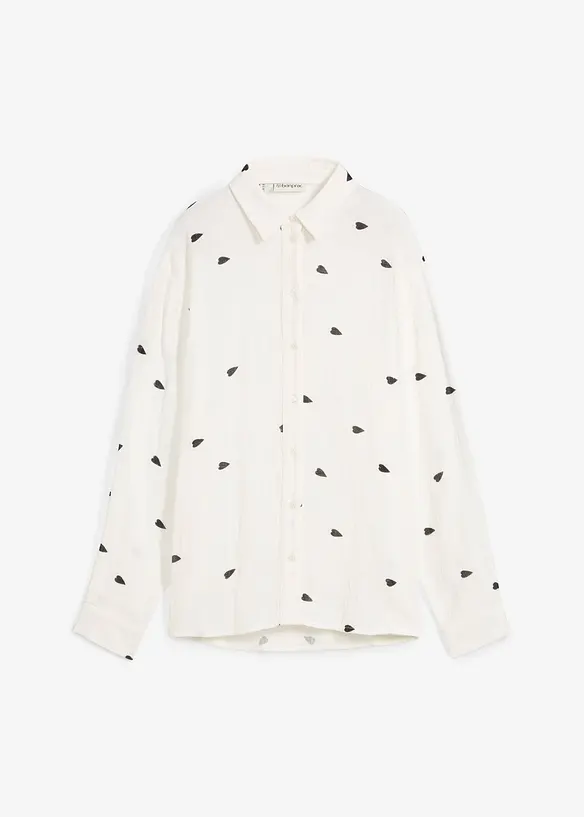 Musselin-Bluse aus reiner Baumwolle in weiß von vorne - bonprix Musselin-Bluse aus reiner Baumwolle in weiß von vorne - bonprix