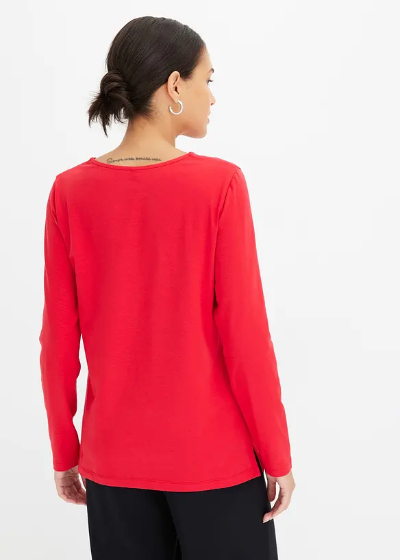 Langarmshirt mit Ösen in rot von hinten (im Anschnitt) - bonprix