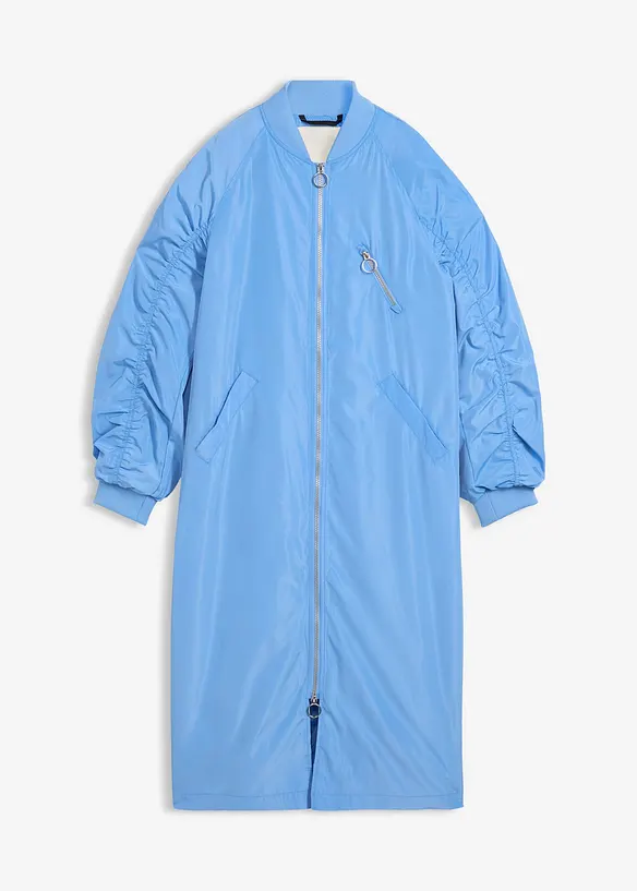 Blouson-Mantel mit Strickkragen in blau von vorne - bonprix