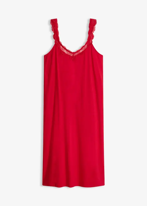Nachthemd mit Spitze in rot von vorne - bonprix Nachthemd mit Spitze in rot von vorne - bonprix
