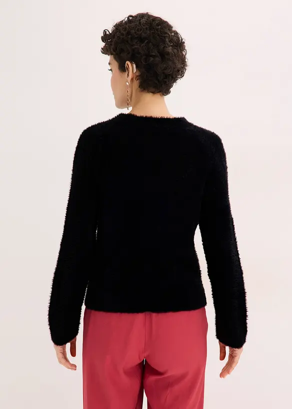 Ajour-Pullover mit Federgarn in schwarz von hinten (im Anschnitt) - bonprix Ajour-Pullover mit Federgarn in schwarz von hinten (im Anschnitt) - bonprix