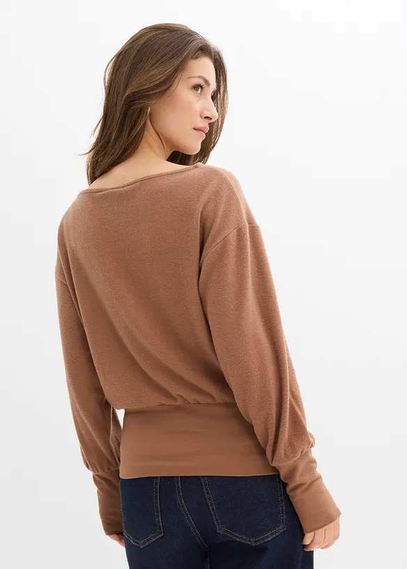 Langarmshirt aus softem Viskose-Mix in braun von hinten (im Anschnitt) - bonprix Langarmshirt aus softem Viskose-Mix in braun von hinten (im Anschnitt) - bonprix