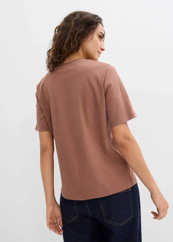 Heavy Jersey Shirt aus reiner Bio-Baumwolle (2er Pack) in braun von hinten (im Anschnitt) - bonprix