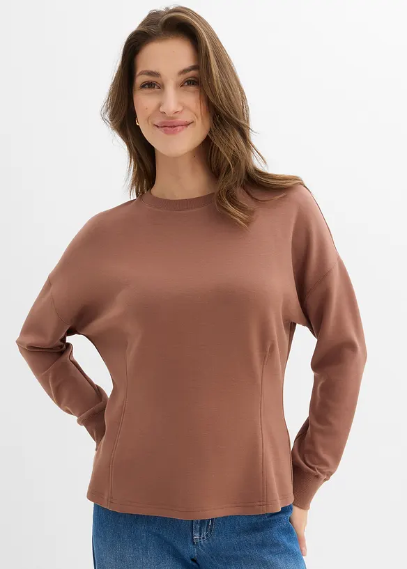Tailliertes Scuba-Shirt in braun von vorne (im Anschnitt) - bonprix Tailliertes Scuba-Shirt in braun von vorne (im Anschnitt) - bonprix