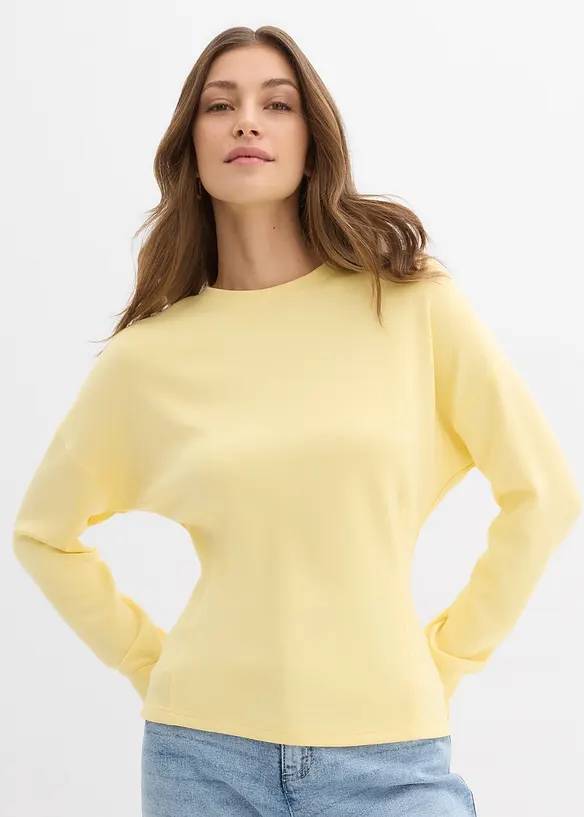 Tailliertes Scuba-Shirt in gelb von vorne (im Anschnitt) - bonprix Tailliertes Scuba-Shirt in gelb von vorne (im Anschnitt) - bonprix