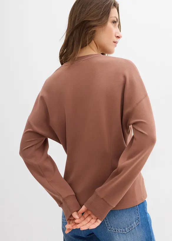 Tailliertes Scuba-Shirt in braun von hinten (im Anschnitt) - bonprix Tailliertes Scuba-Shirt in braun von hinten (im Anschnitt) - bonprix