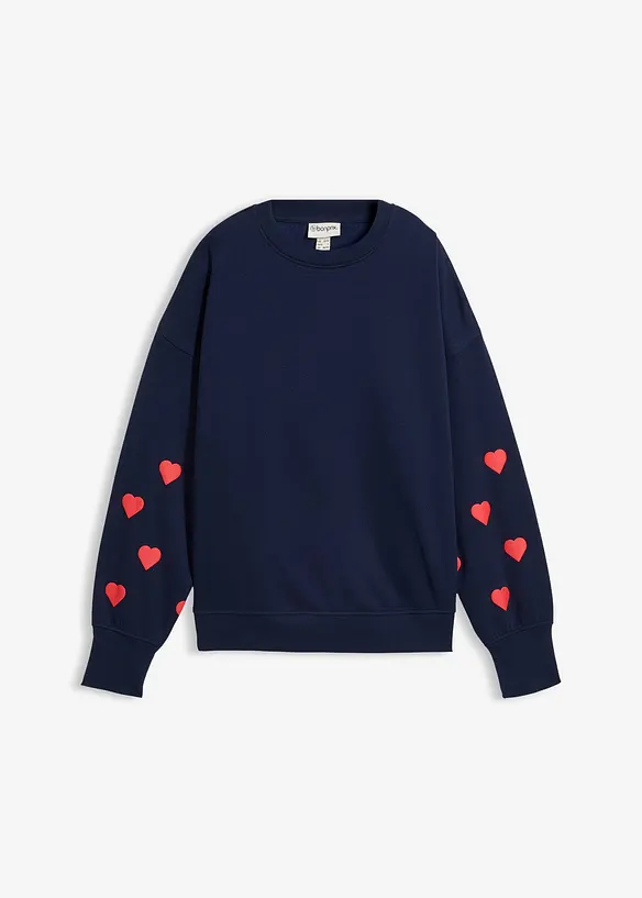 Oversize Sweatshirt aus Baumwoll-Mix in blau von vorne - bonprix